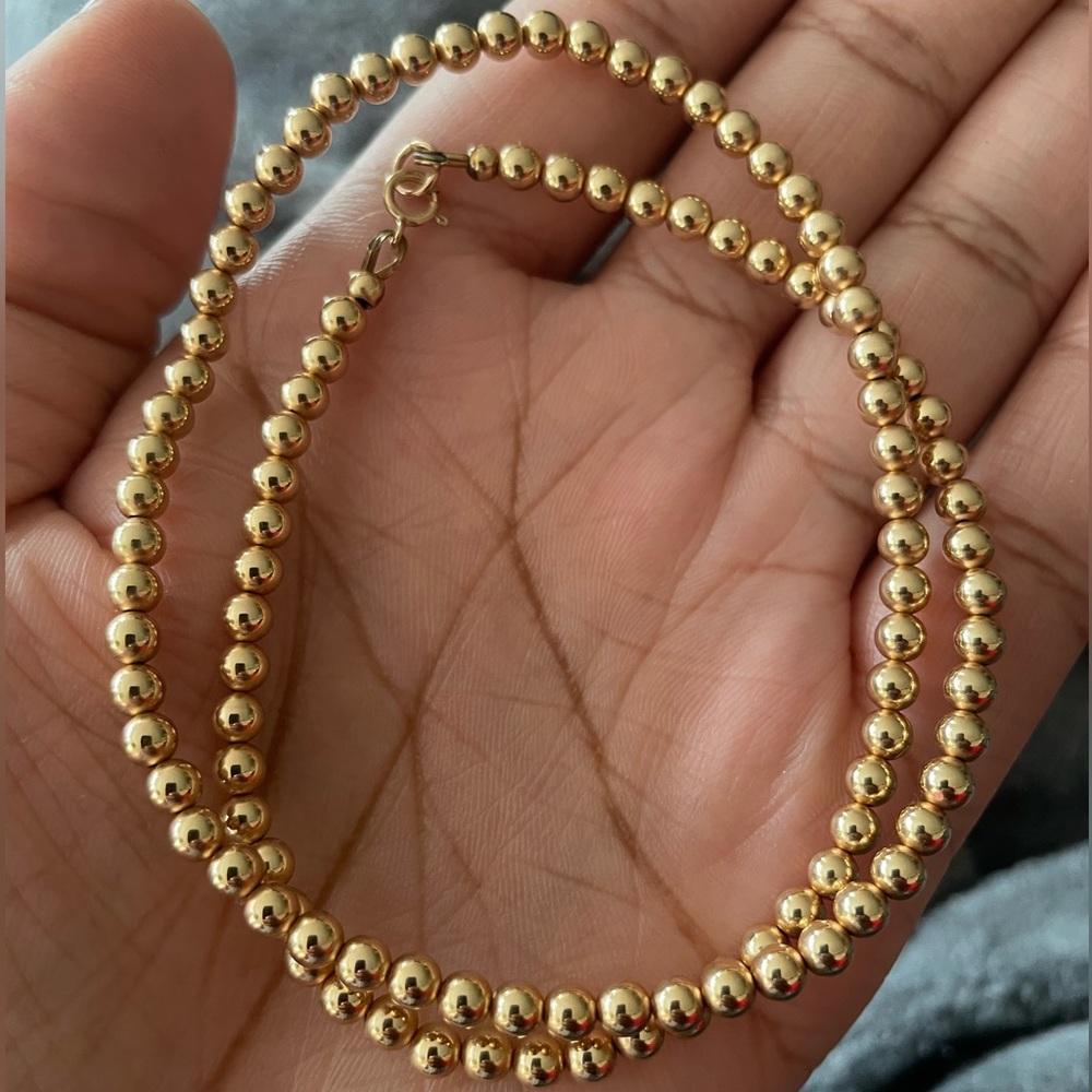 14k yellow gold beaded necklace